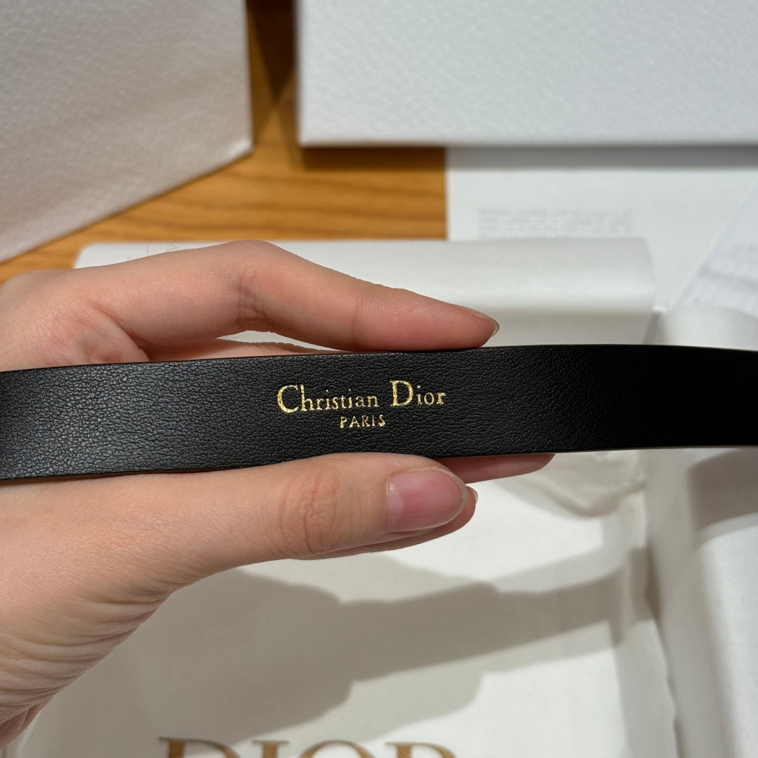 Dior 2026 Saddle Rose Gold Buckle Belt 20mm Cowhide