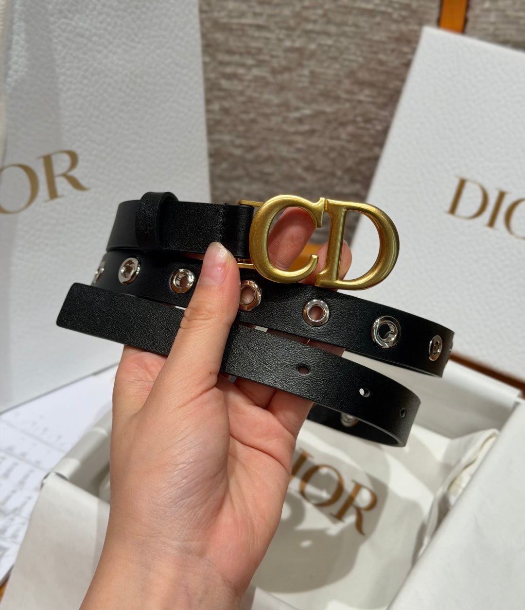 Dior 2026 Montaigne Studded Belt 2.0cm Smooth Leather