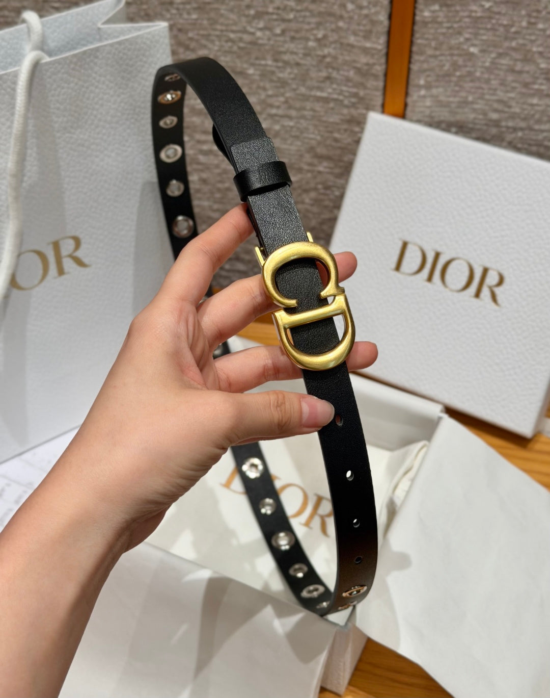 Dior 2026 Montaigne Studded Belt 2.0cm Smooth Leather