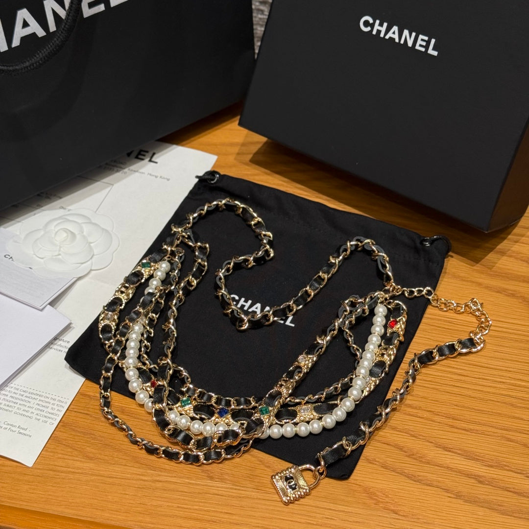 Chanel 2026 Multi-Layer Pearl Chain Charm Necklace Belt