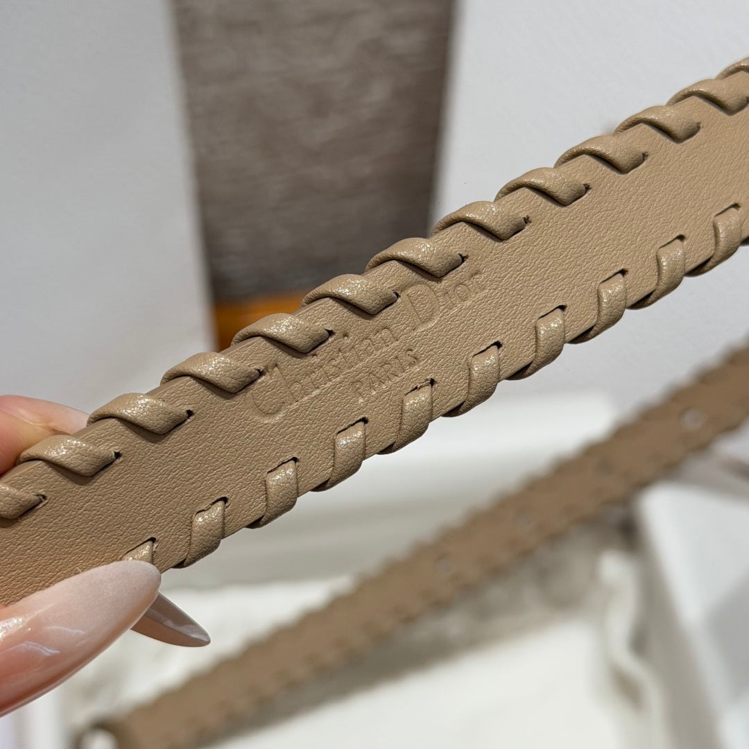 Dior 2026 Hand-woven Calfskin Belt 20mm With Braided Rope Trim