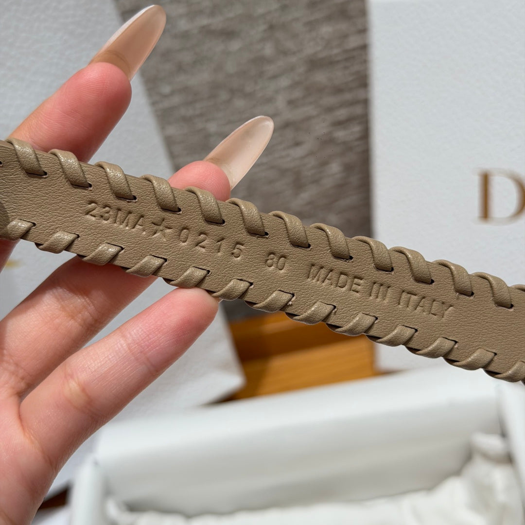 Dior 2026 Hand-woven Calfskin Belt 20mm With Braided Rope Trim