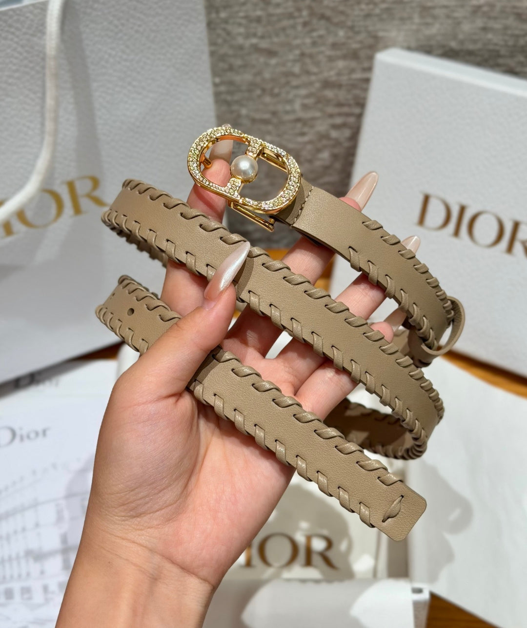 Dior 2026 Hand-woven Calfskin Belt 20mm With Braided Rope Trim