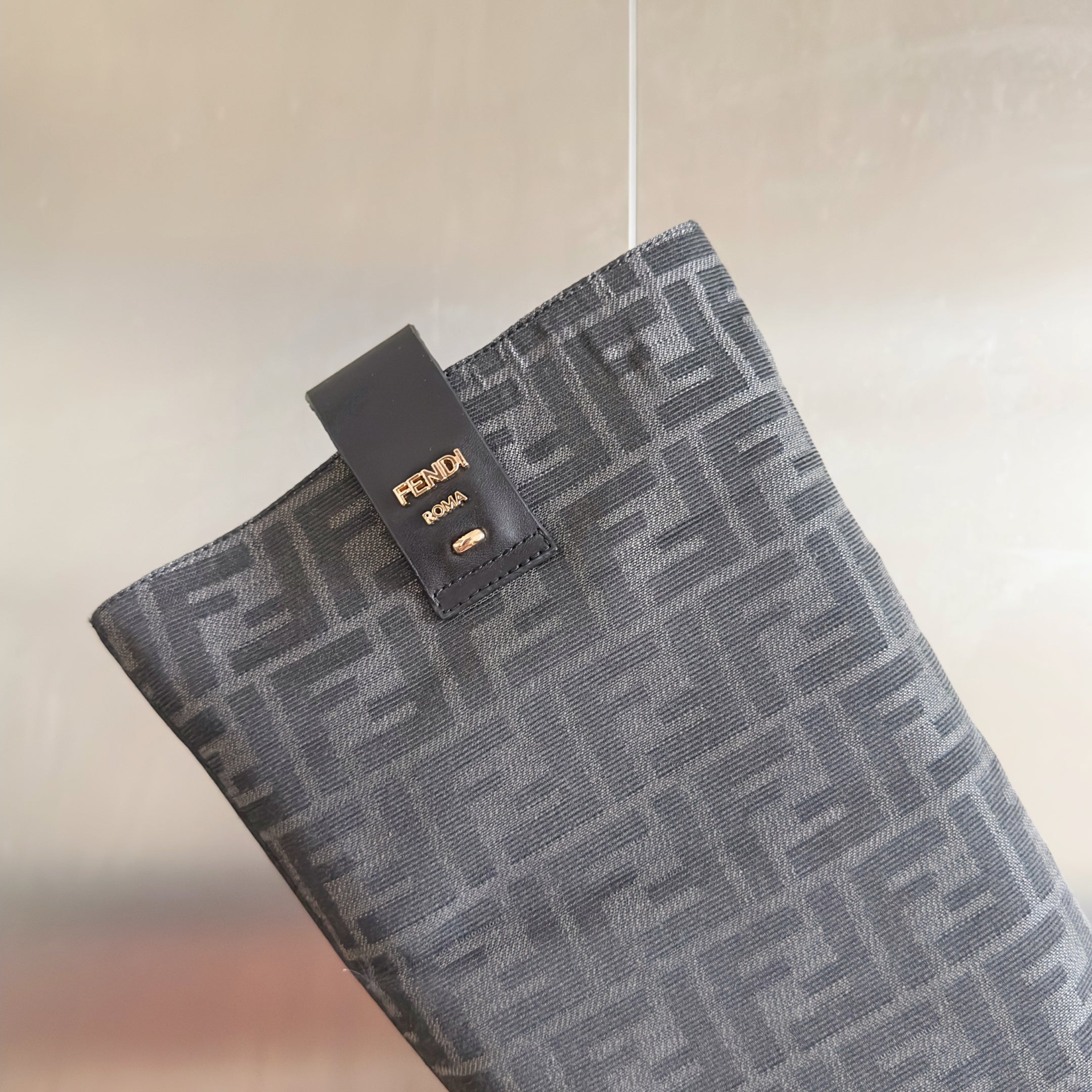 Fendi 2025 Filo Black Sheepskin and FF Fabric Boot 553108