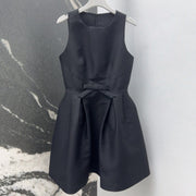 CD 25 Bow Sleeveless Mini Dress Black Satin
