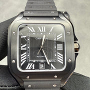 Cartier Men's Santos 39.8mm Black Rubber
