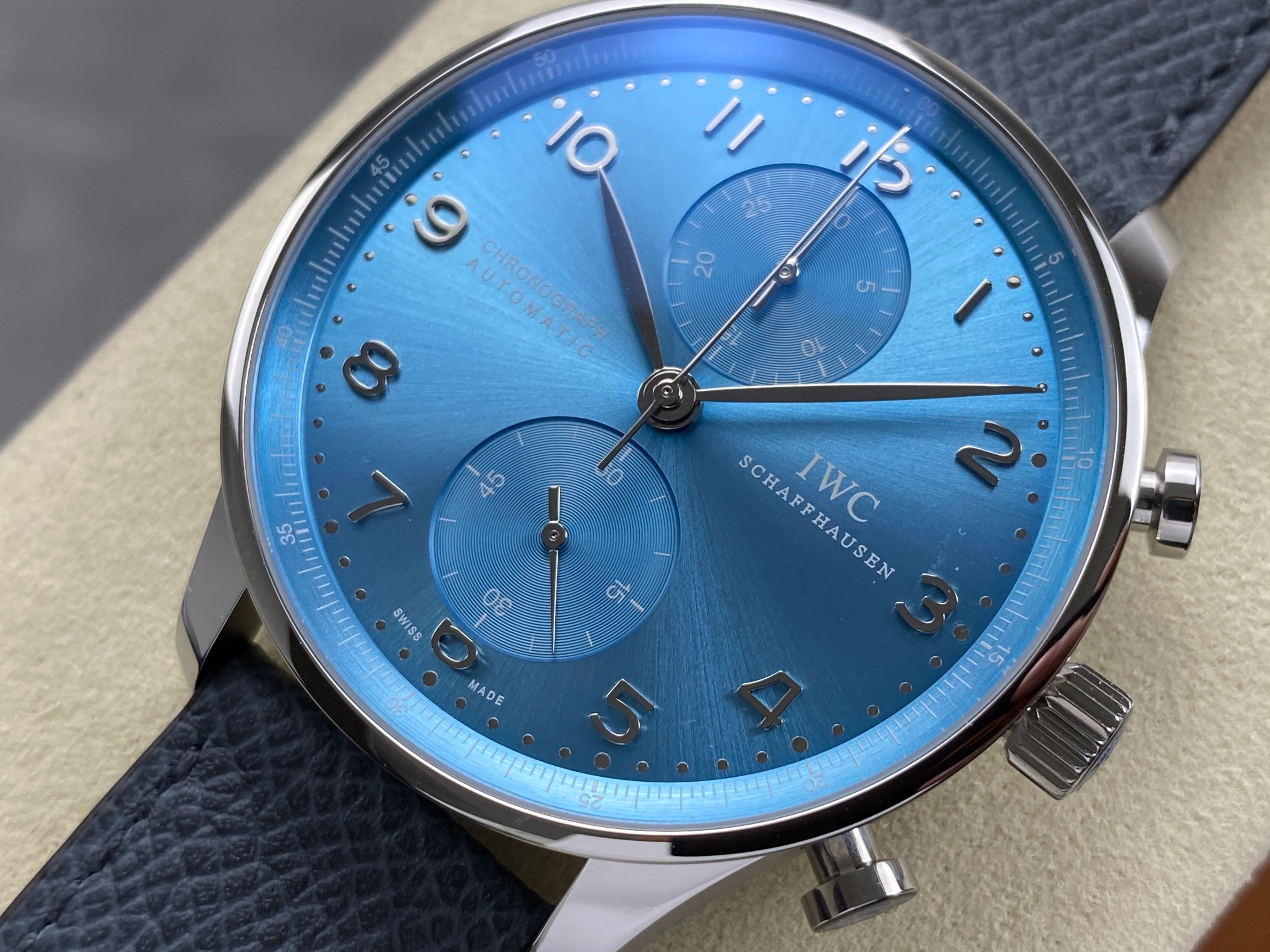 IWC Portuguese 41mm Blue Dial Steel Case Leather Strap