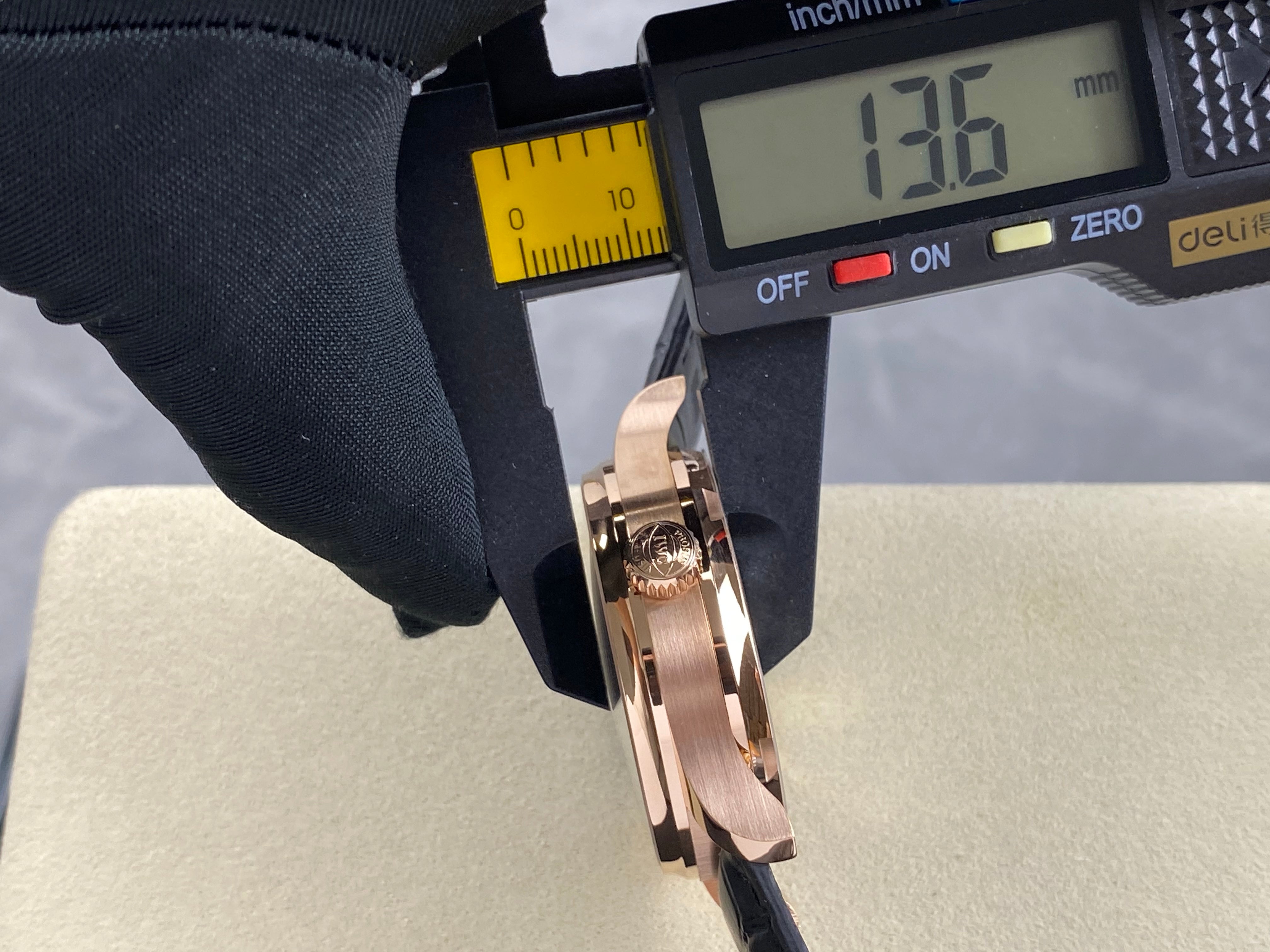 IWC Portuguese 42mm Black Dial Pink Gold Case Crocodile Leather