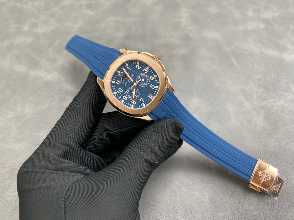 Patek Philippe Aquanaut Luce Annual Calendar 40mm Gold Case Blue Rubber Strap
