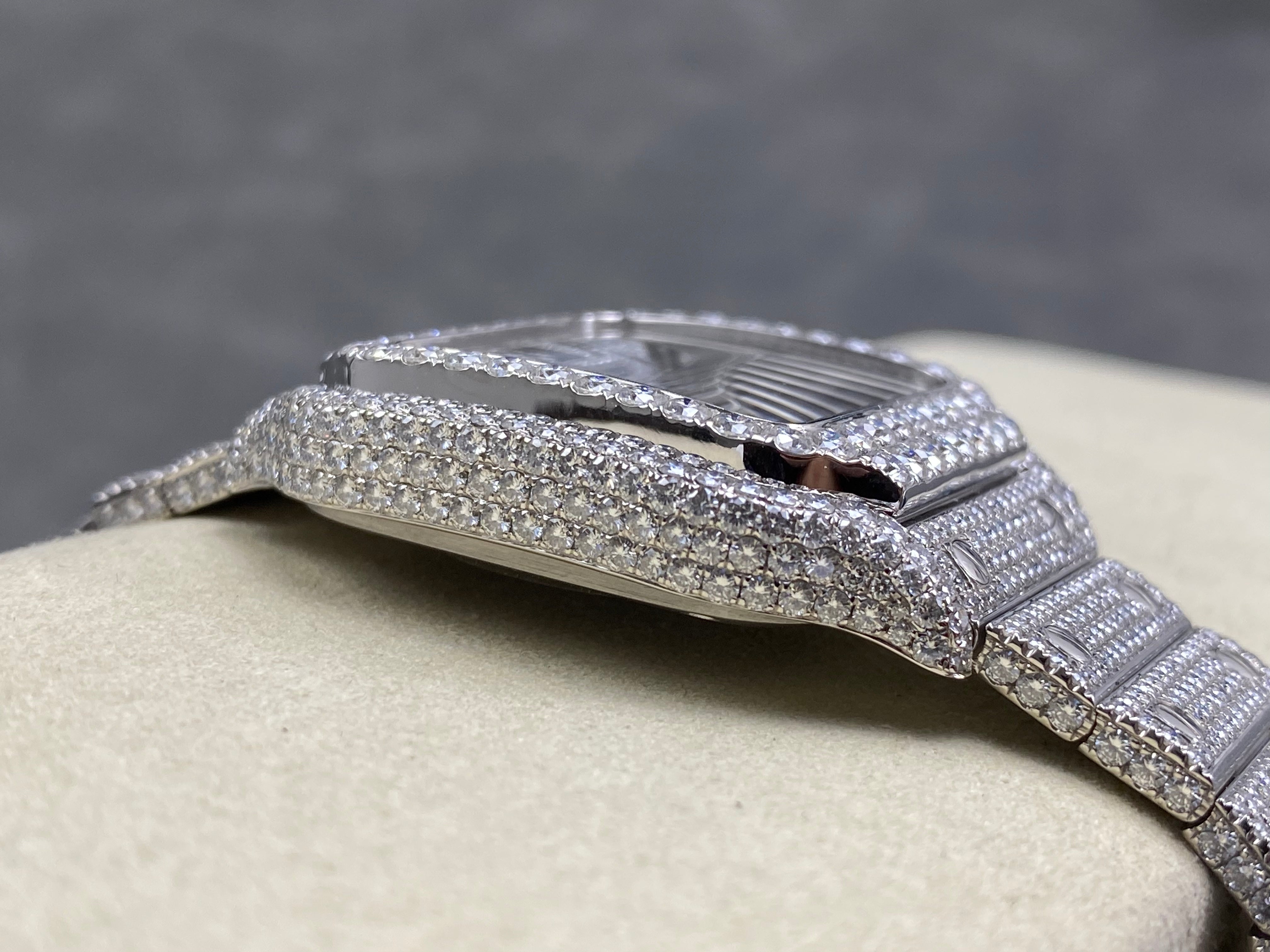 Cartier Santos 35mm Diamond Dial Sliver Full Diamond