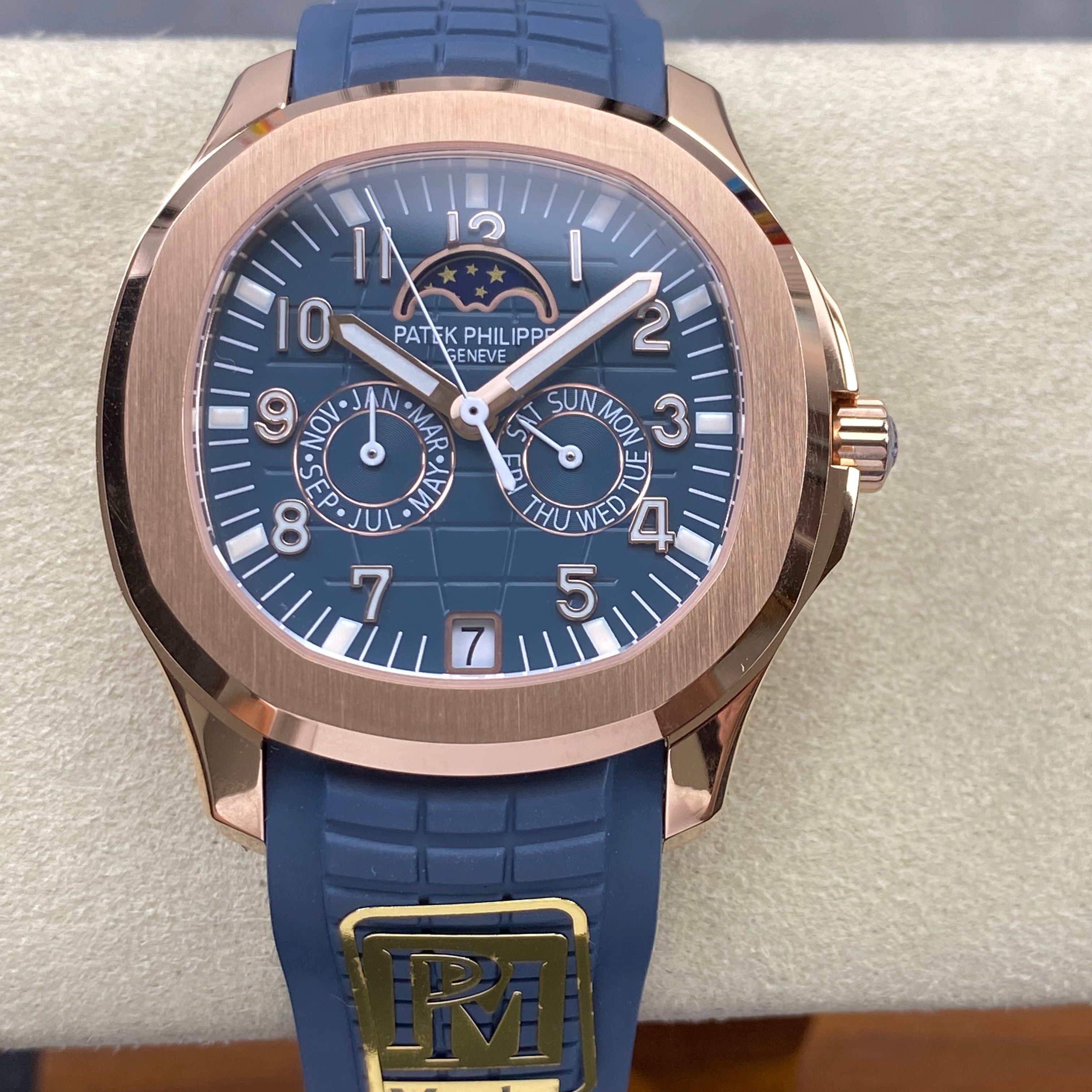 Patek Philippe Aquanaut Luce Annual Calendar 40mm Rose Gold Case Blue Rubber Strap