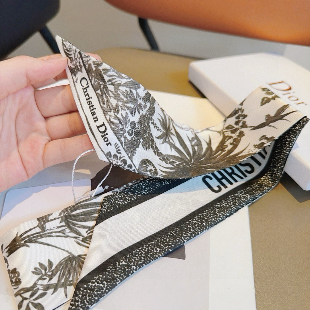 CD Twilly Mini Scarf 105cm Black Mulberry Silk 935274