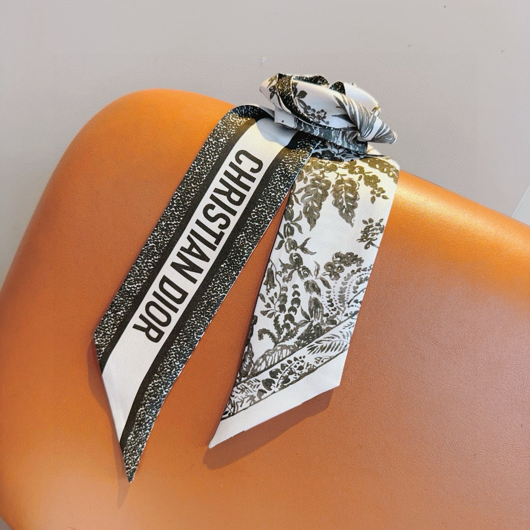 CD Twilly Mini Scarf 105cm Black Mulberry Silk 935274