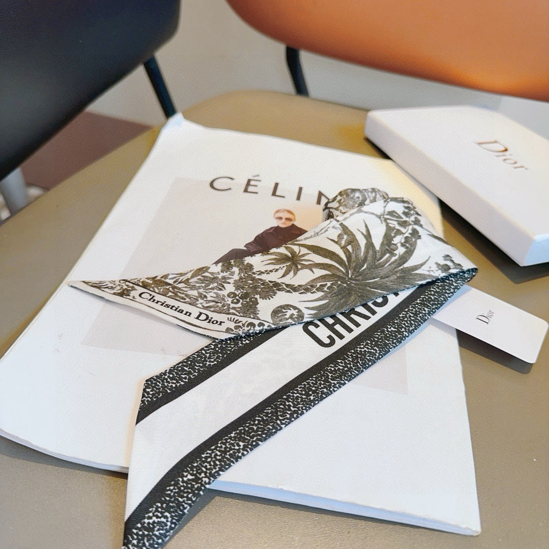 CD Twilly Mini Scarf 105cm Black Mulberry Silk 935274