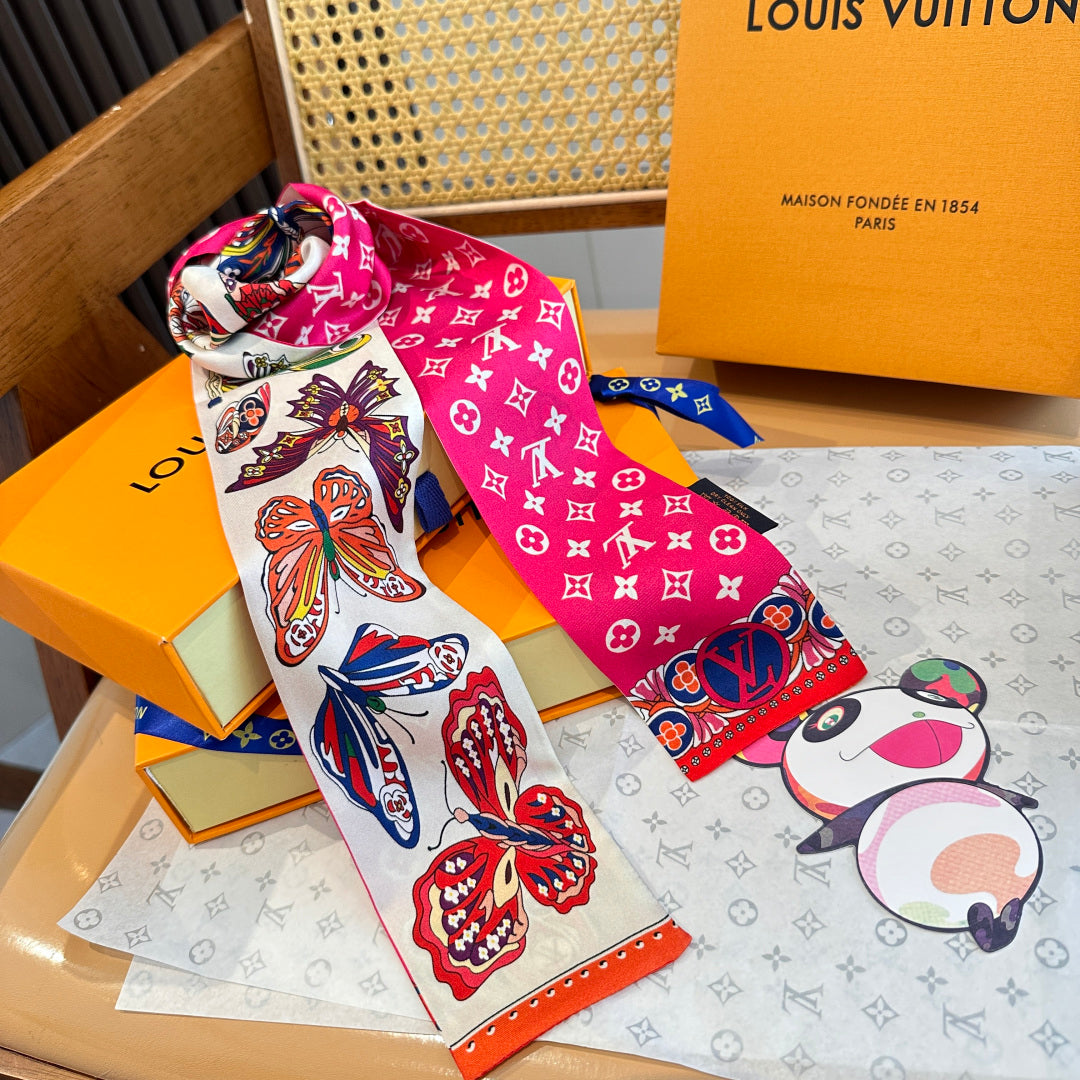 LV  Twilly Mini Scarf 86 Pink Silk Twill 967479