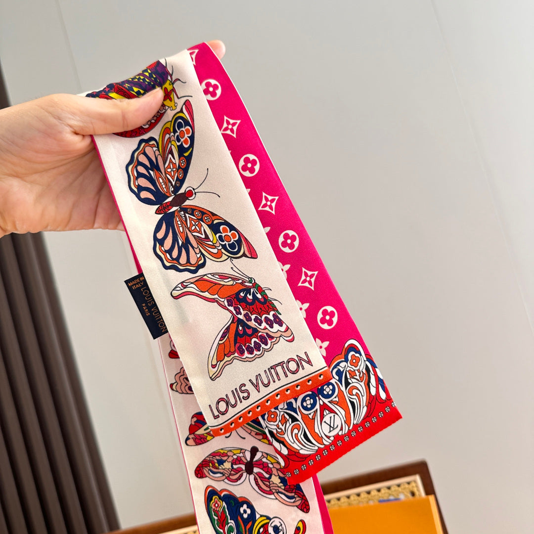 LV  Twilly Mini Scarf 86 Pink Silk Twill 967479