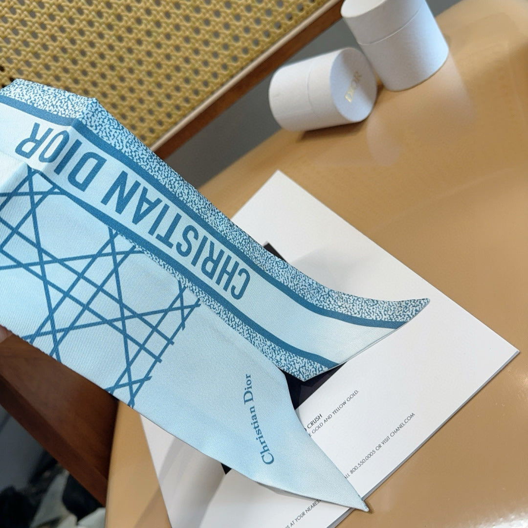 CD Twilly Mini Scarf 105cm  Light Blue Mulberry Silk 976506