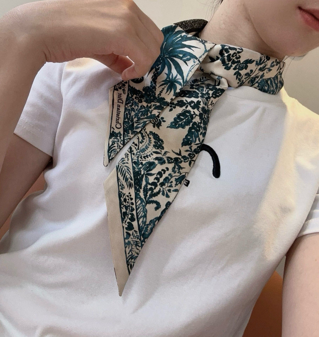 CD Twilly Mini Scarf 105cm Green Mulberry Silk 935273