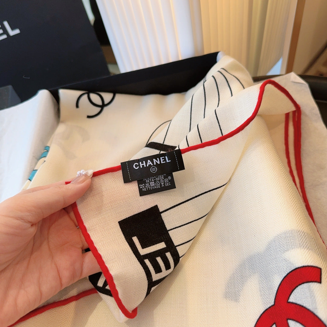 CC 25s Scarf 140cm White Multicolor Cashmere 973461