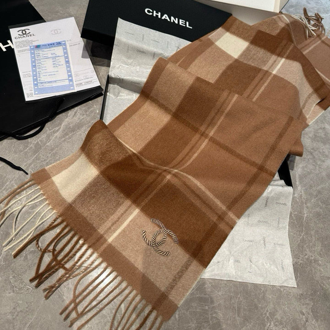 CC 25s Scarf 180cm Brown Cashmere 973462