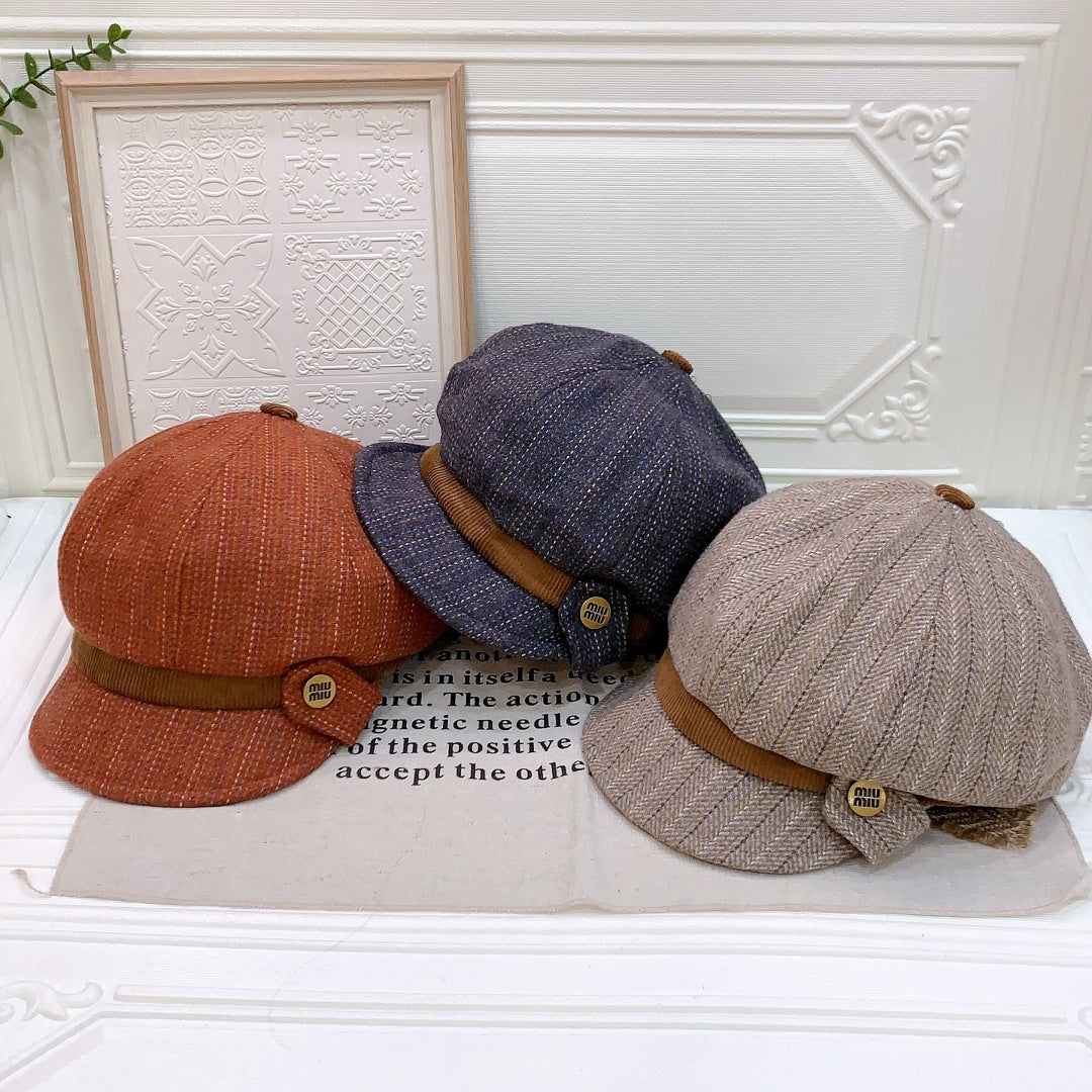 Miu Miu Retro Plaid Newsboy Cap 215958