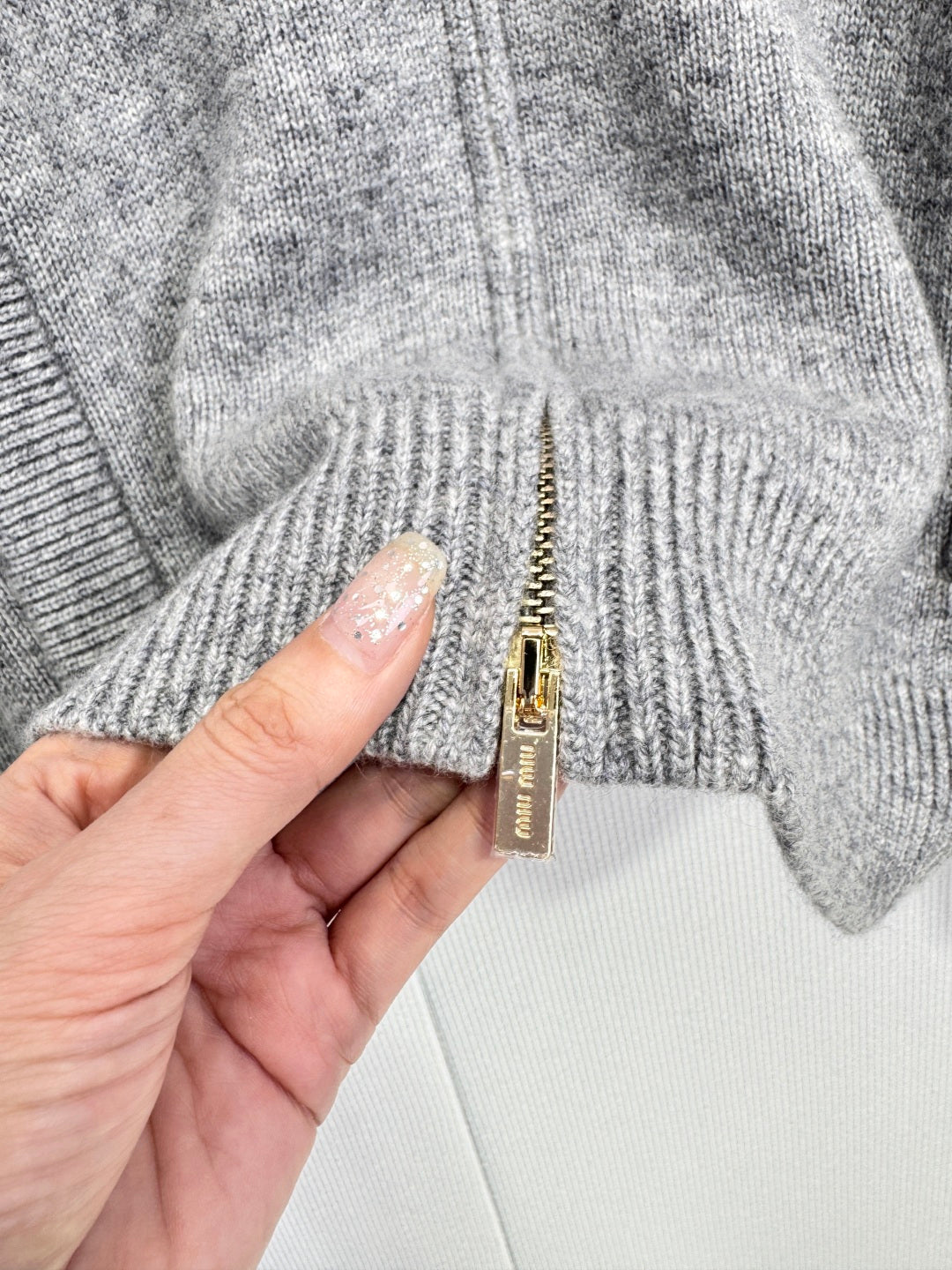 Miumiu 2025 Zipper Cardigan Gray Wool