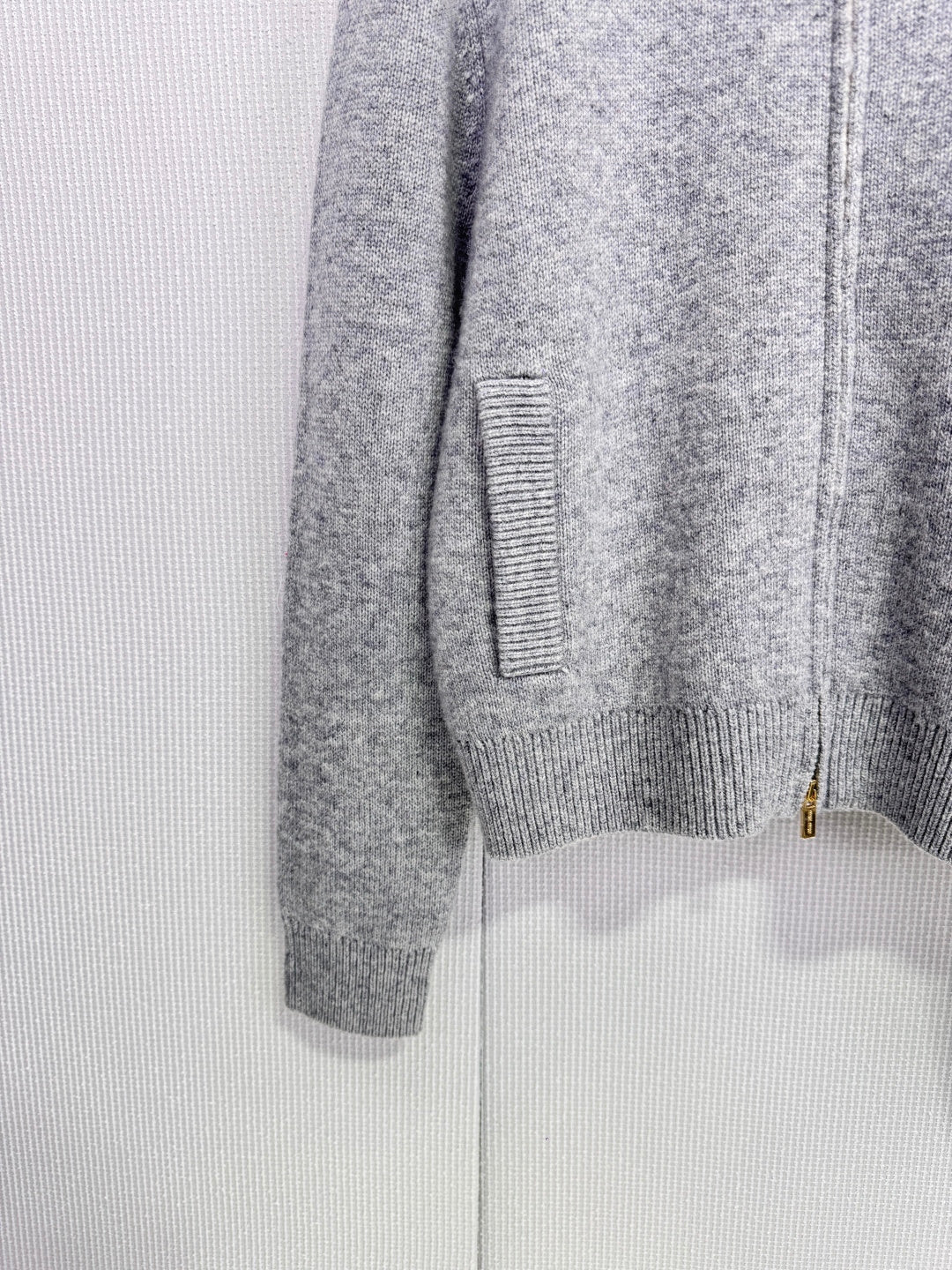 Miumiu 2025 Zipper Cardigan Gray Wool