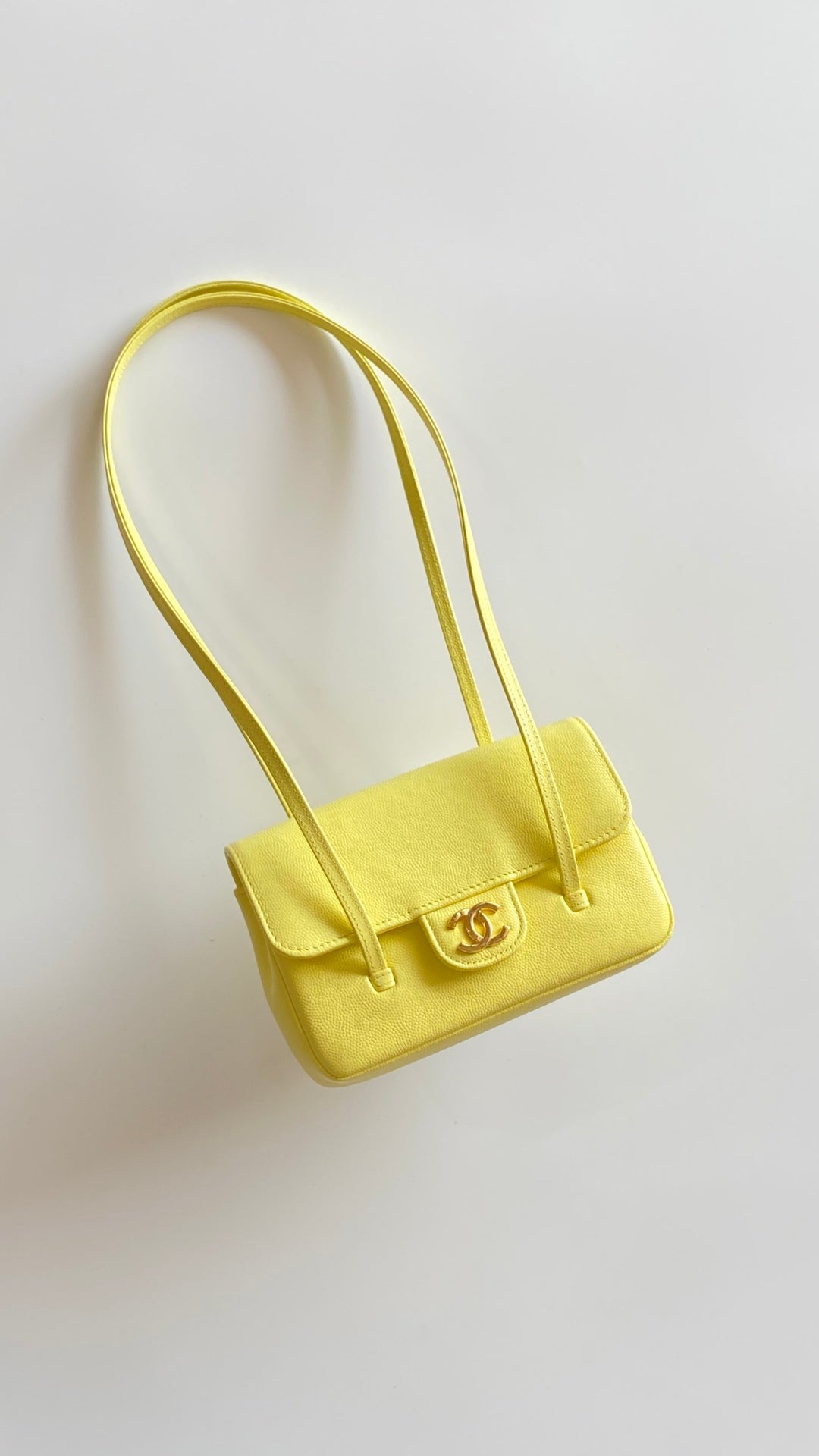 Chanel 26 Shoulder Bag 17 Yellow Caviar Leather