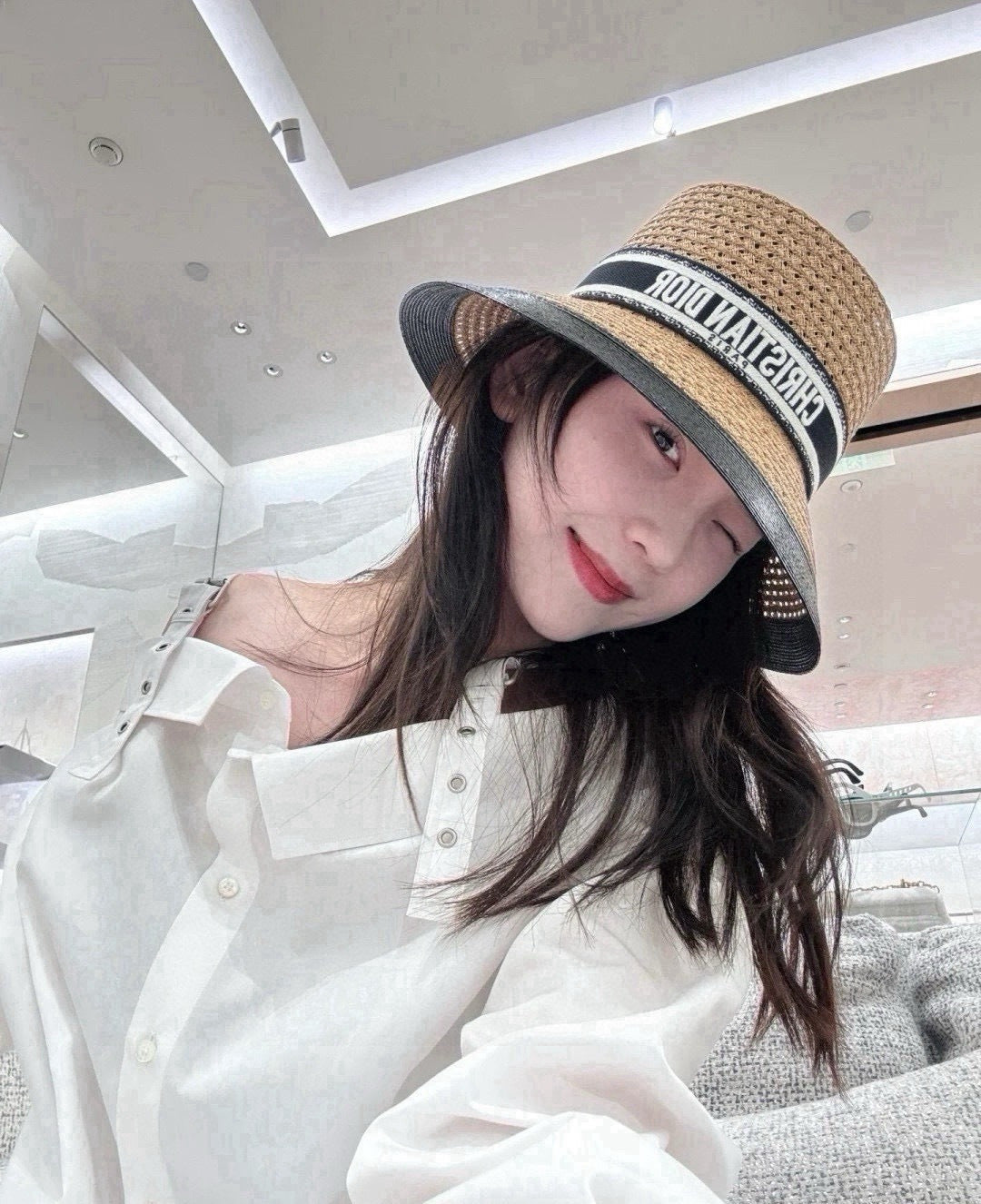 Dior D-Bobby Large Brim Straw Hat 360772