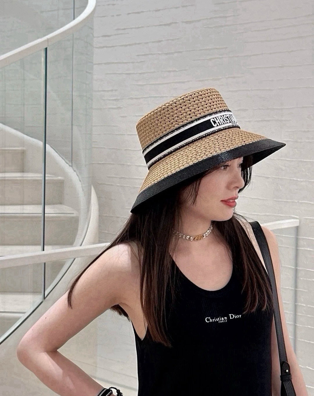 Dior D-Bobby Large Brim Straw Hat 360772