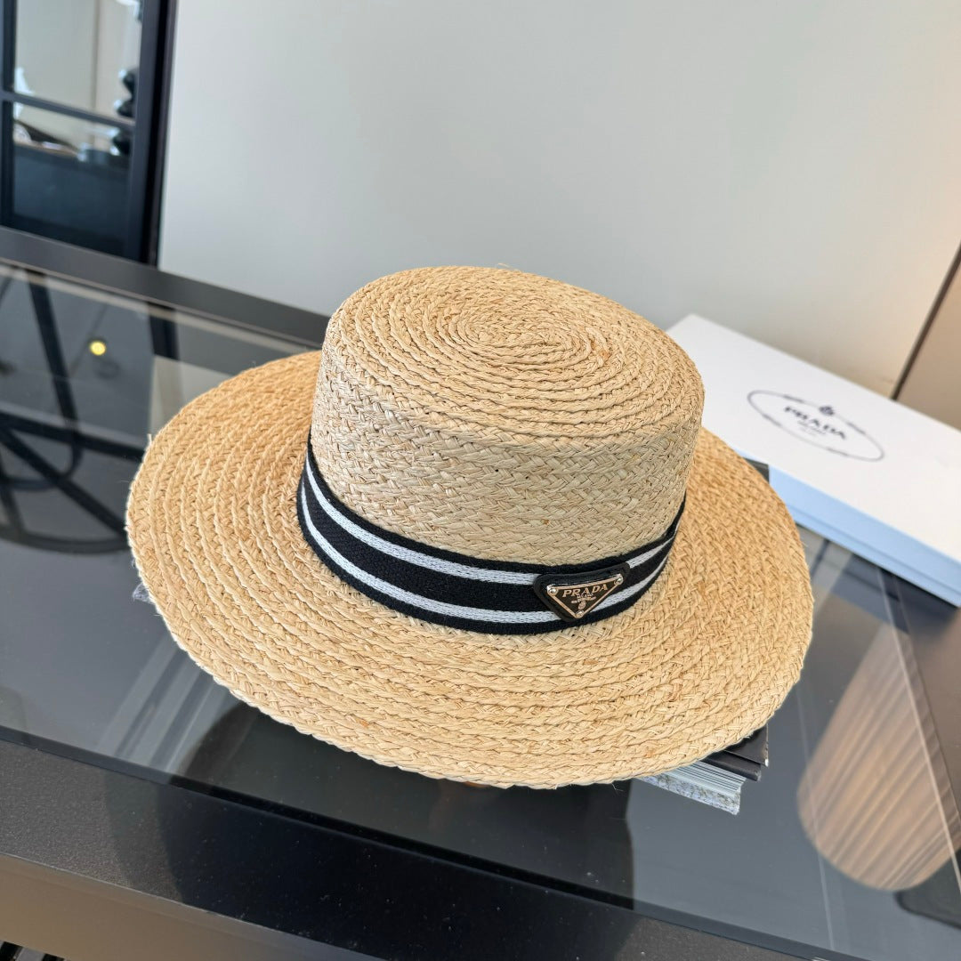 Prada Flat-top Straw Hat 360776