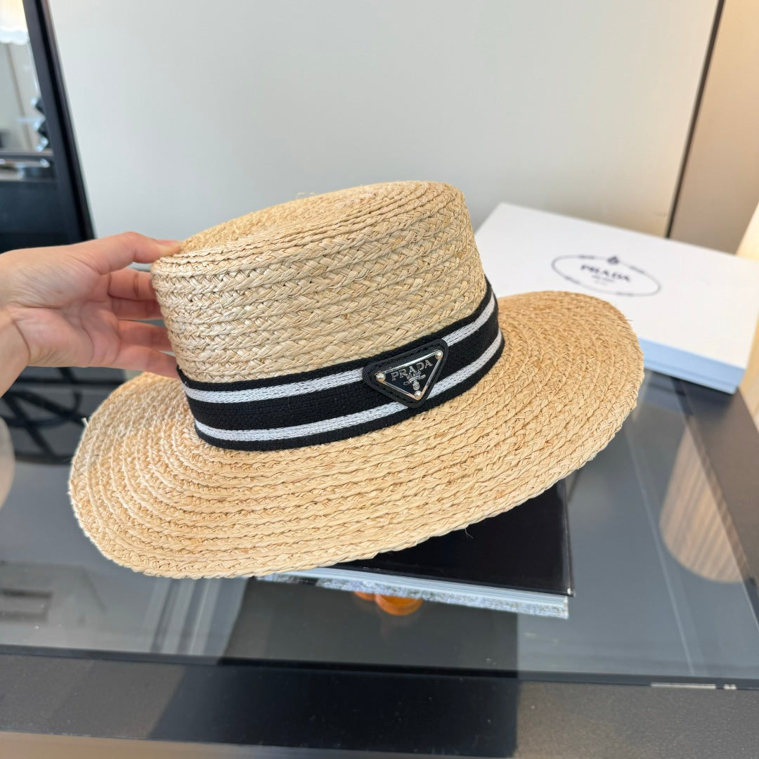 Prada Flat-top Straw Hat 360776