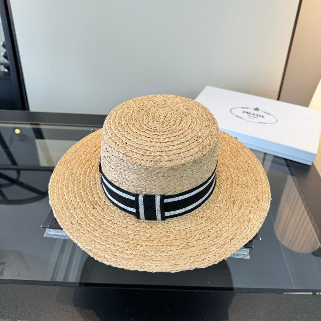 Prada Flat-top Straw Hat 360776