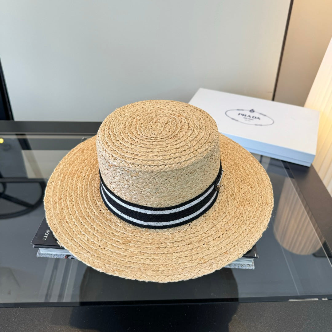 Prada Flat-top Straw Hat 360776