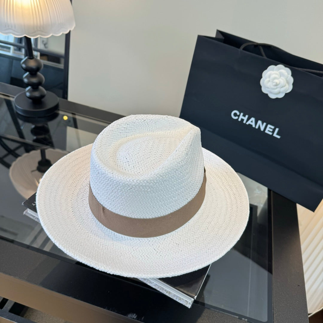 Chanel Straw Hat With Ribbon 360781