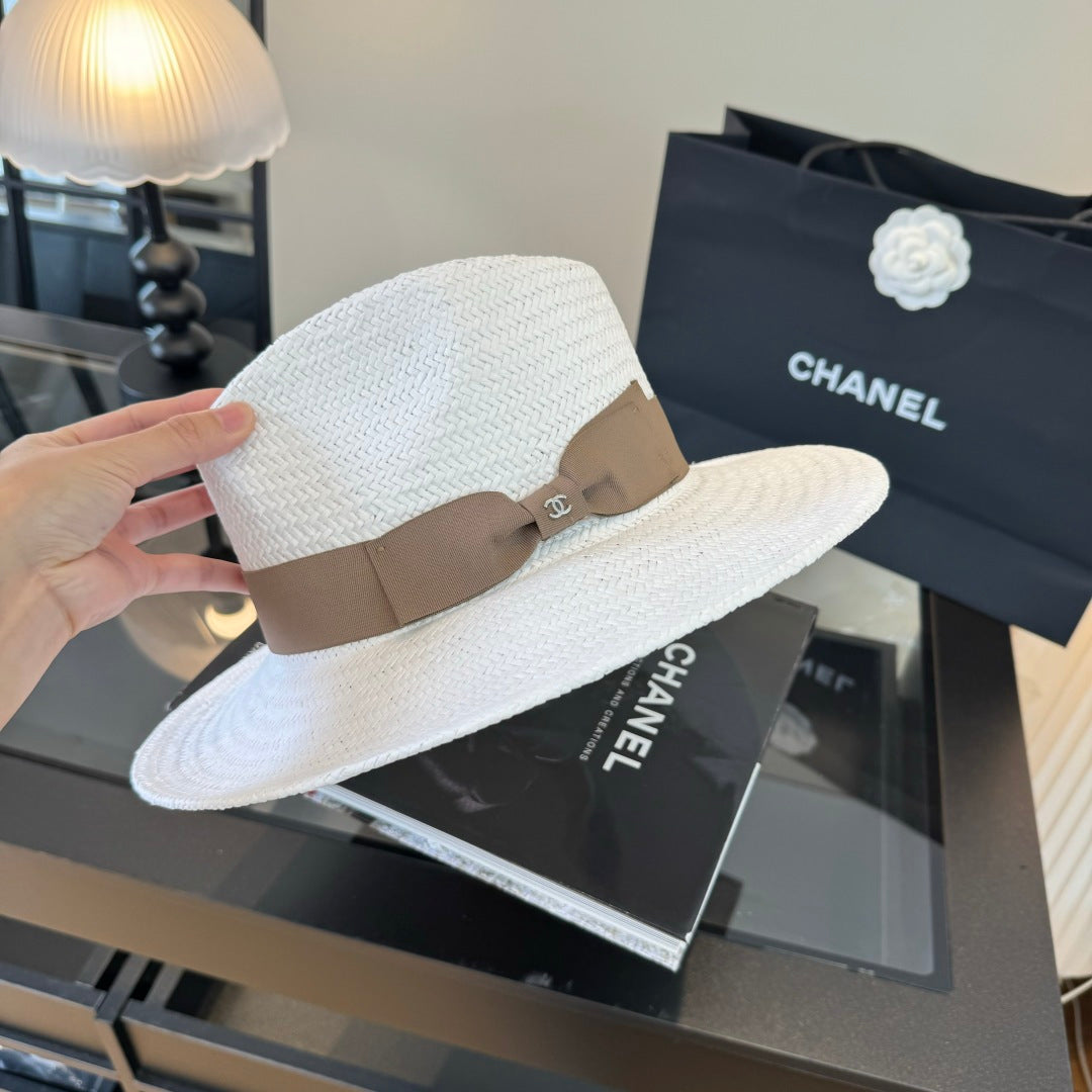 Chanel Straw Hat With Ribbon 360781