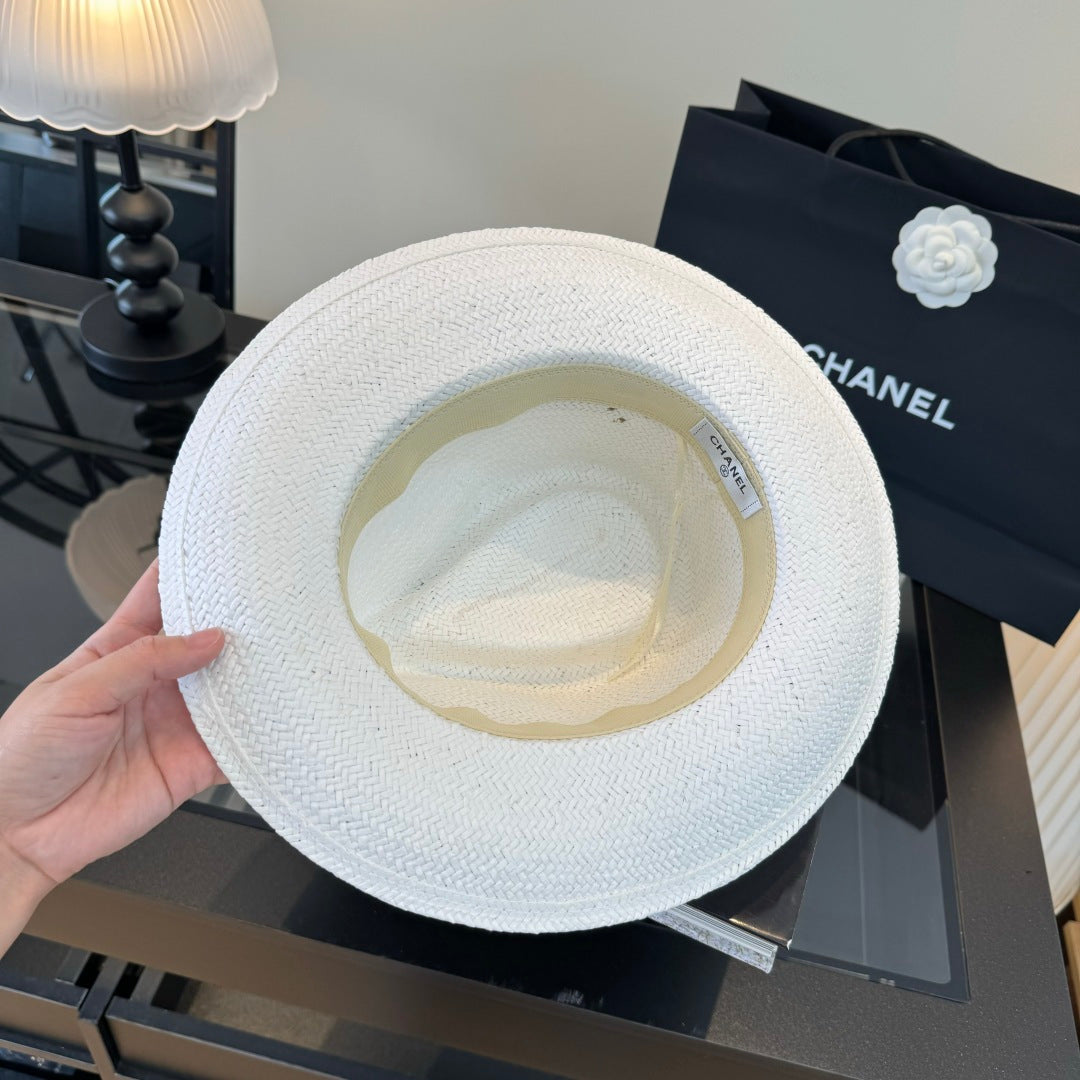 Chanel Straw Hat With Ribbon 360781