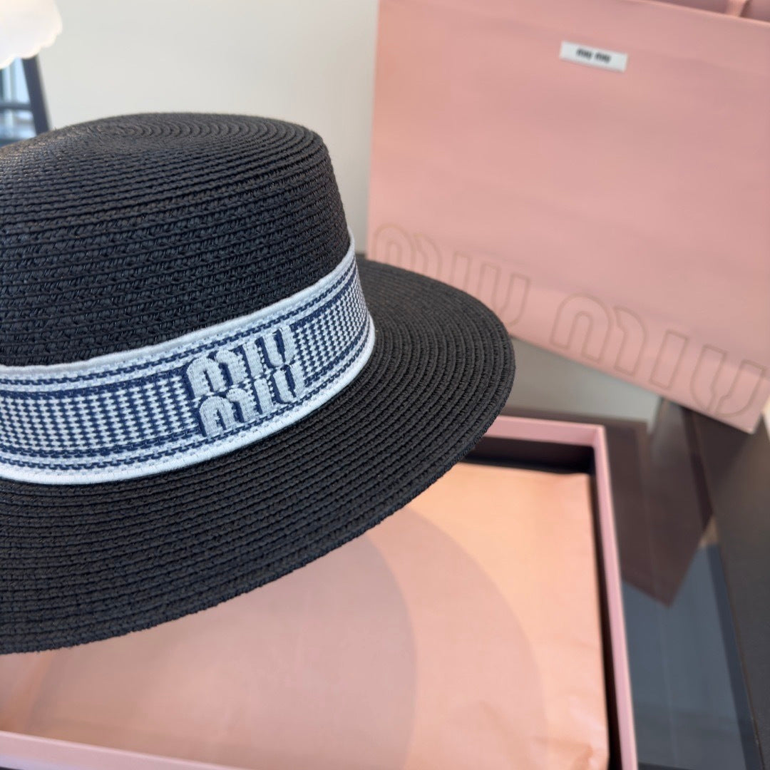 Miumiu Flat-top Straw Hat 379483