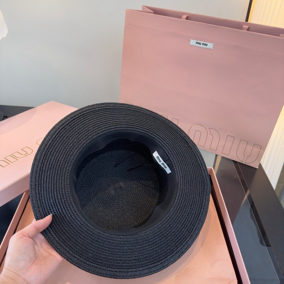 Miumiu Flat-top Straw Hat 379483