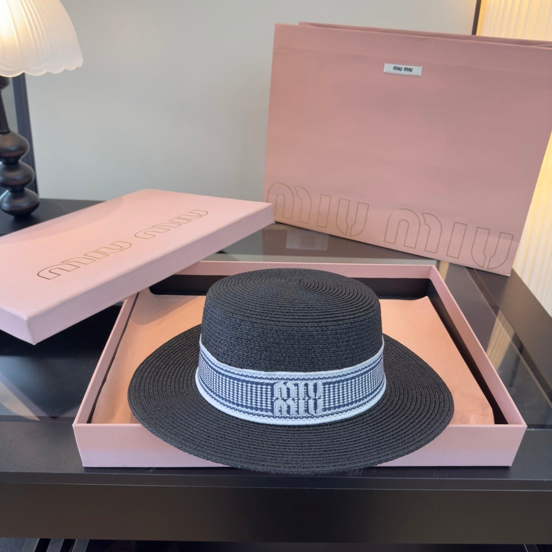 Miumiu Flat-top Straw Hat 379483
