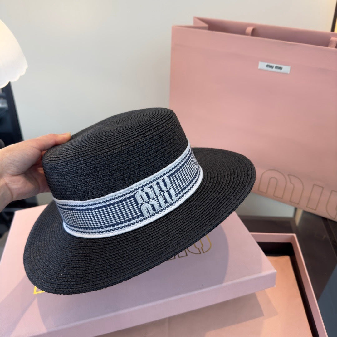 Miumiu Flat-top Straw Hat 379483