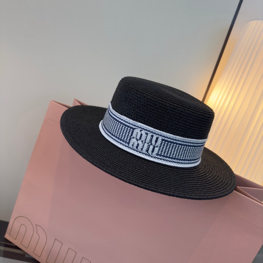Miumiu Flat-top Straw Hat 379483