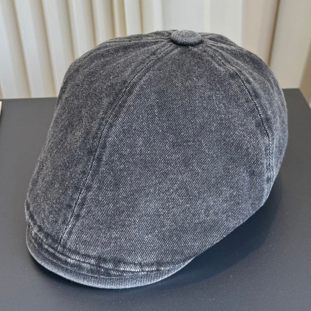 Burberry Denim Newsboy Cap Dark Gray Hat 454019