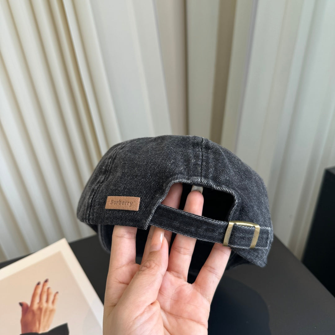 Burberry Denim Newsboy Cap Dark Gray Hat 454019