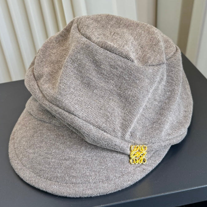 Loewe Cotton Military Cap Gray Hat 454022