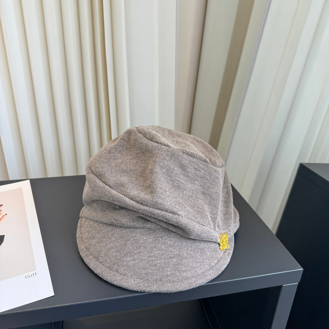 Loewe Cotton Military Cap Gray Hat 454022
