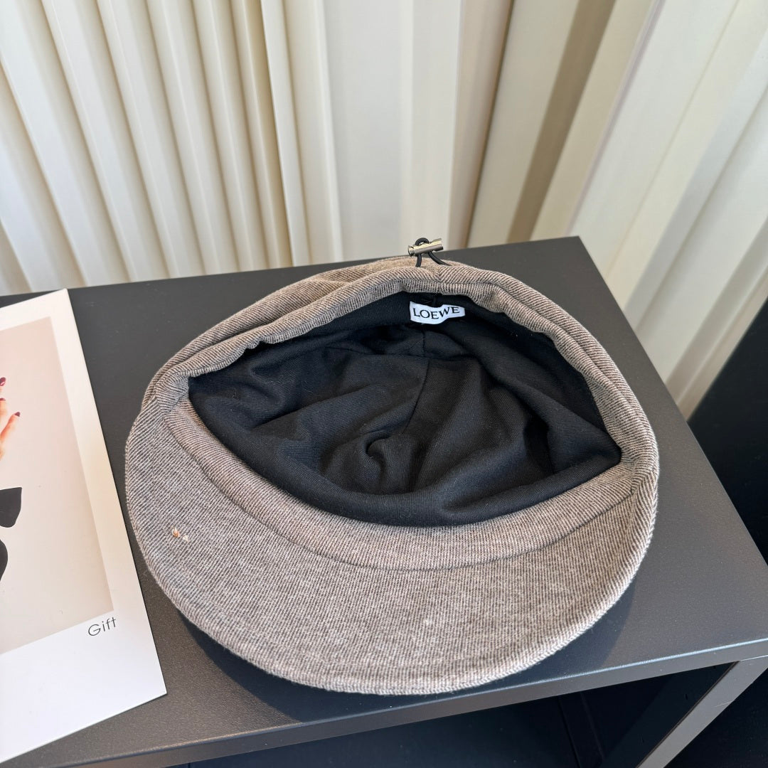 Loewe Cotton Military Cap Gray Hat 454022