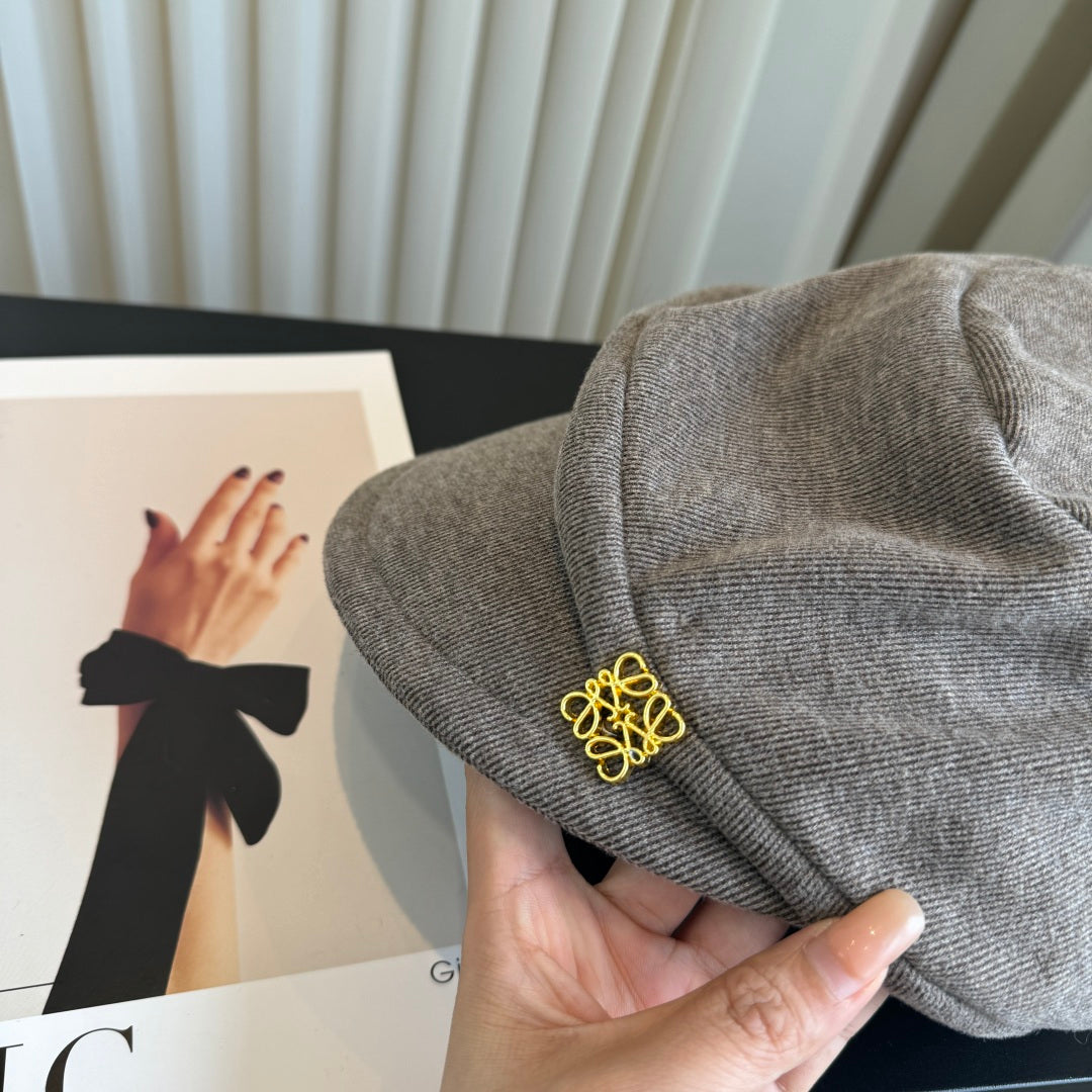 Loewe Cotton Military Cap Gray Hat 454022