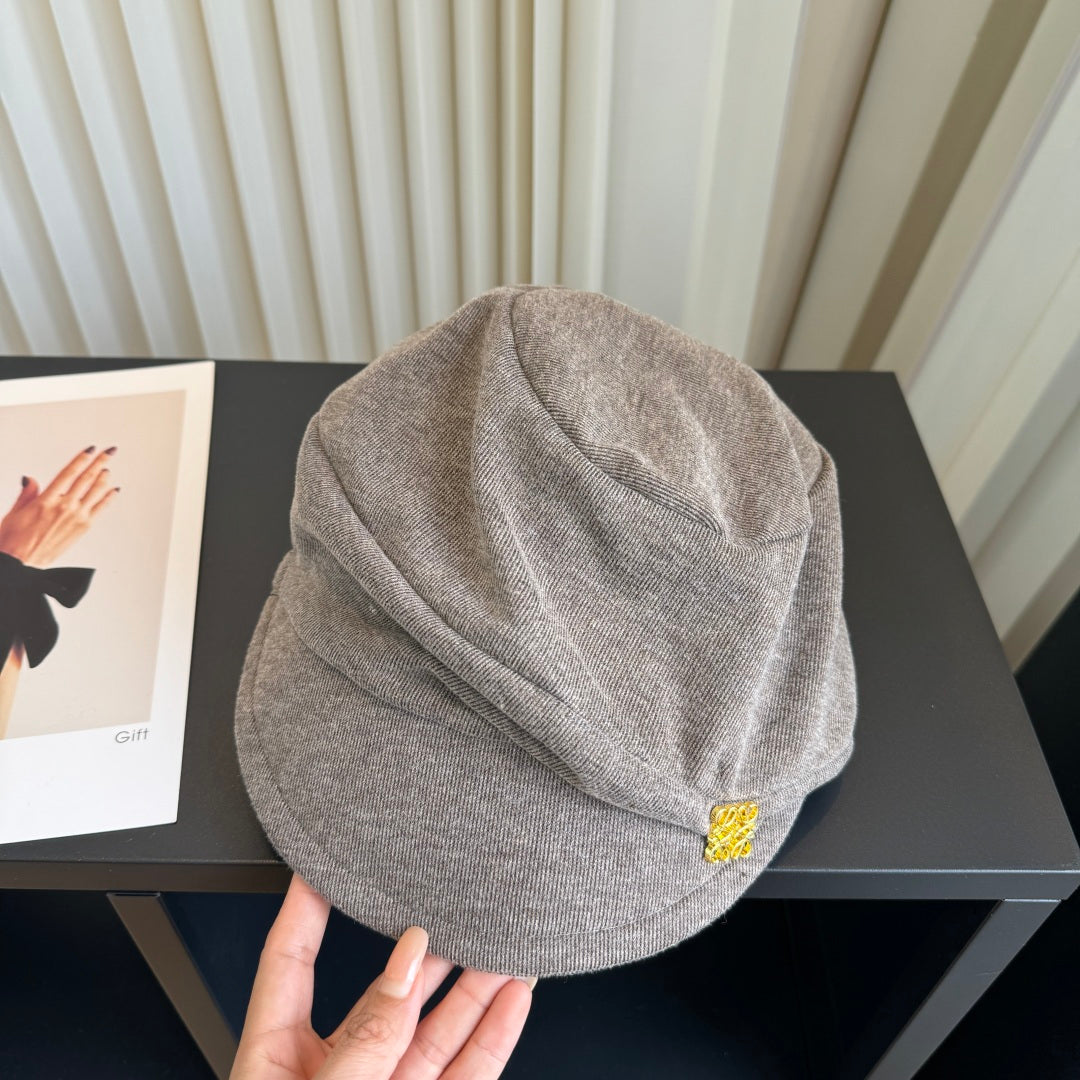 Loewe Cotton Military Cap Gray Hat 454022