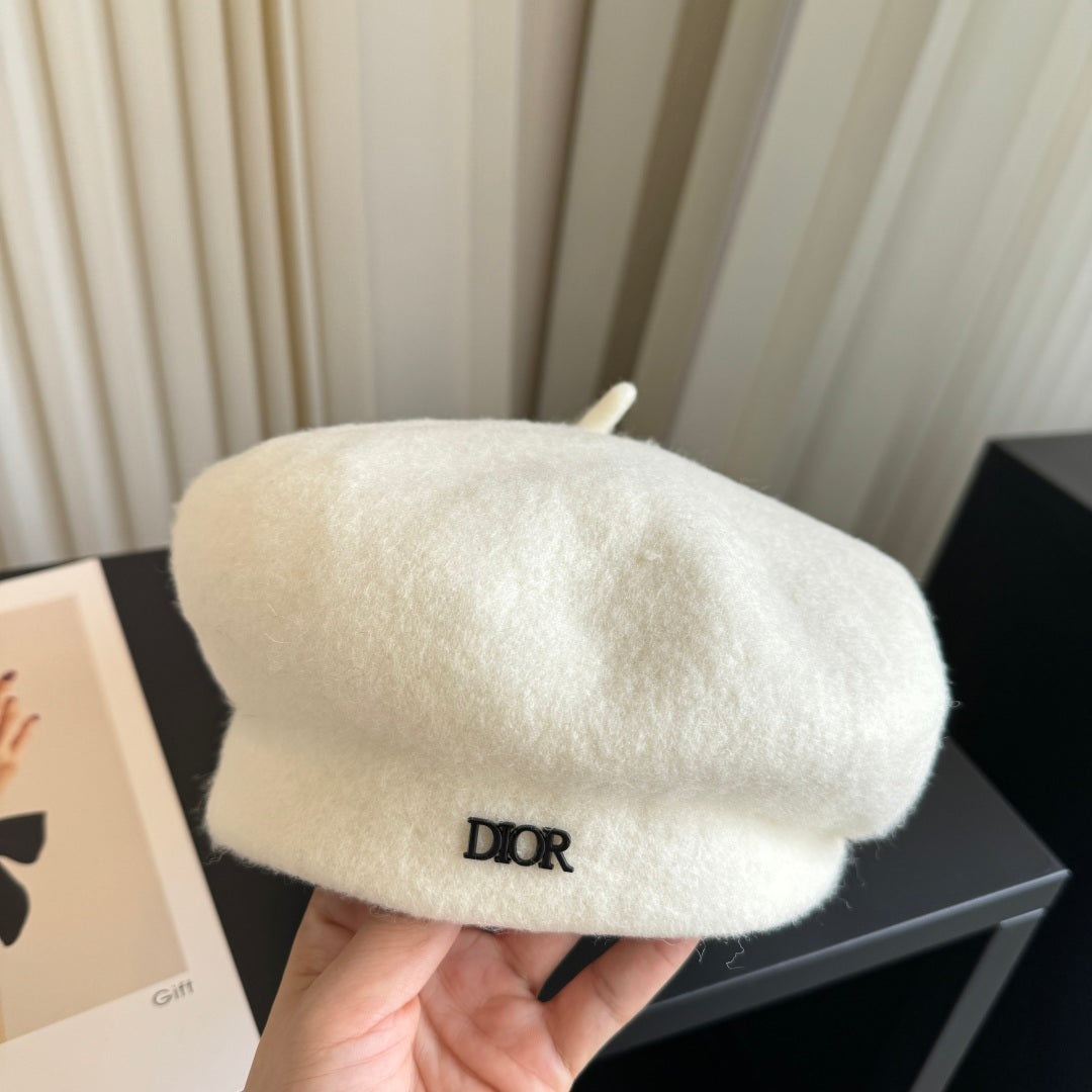 Dior Wool Cashmere Beret White Hat 454010